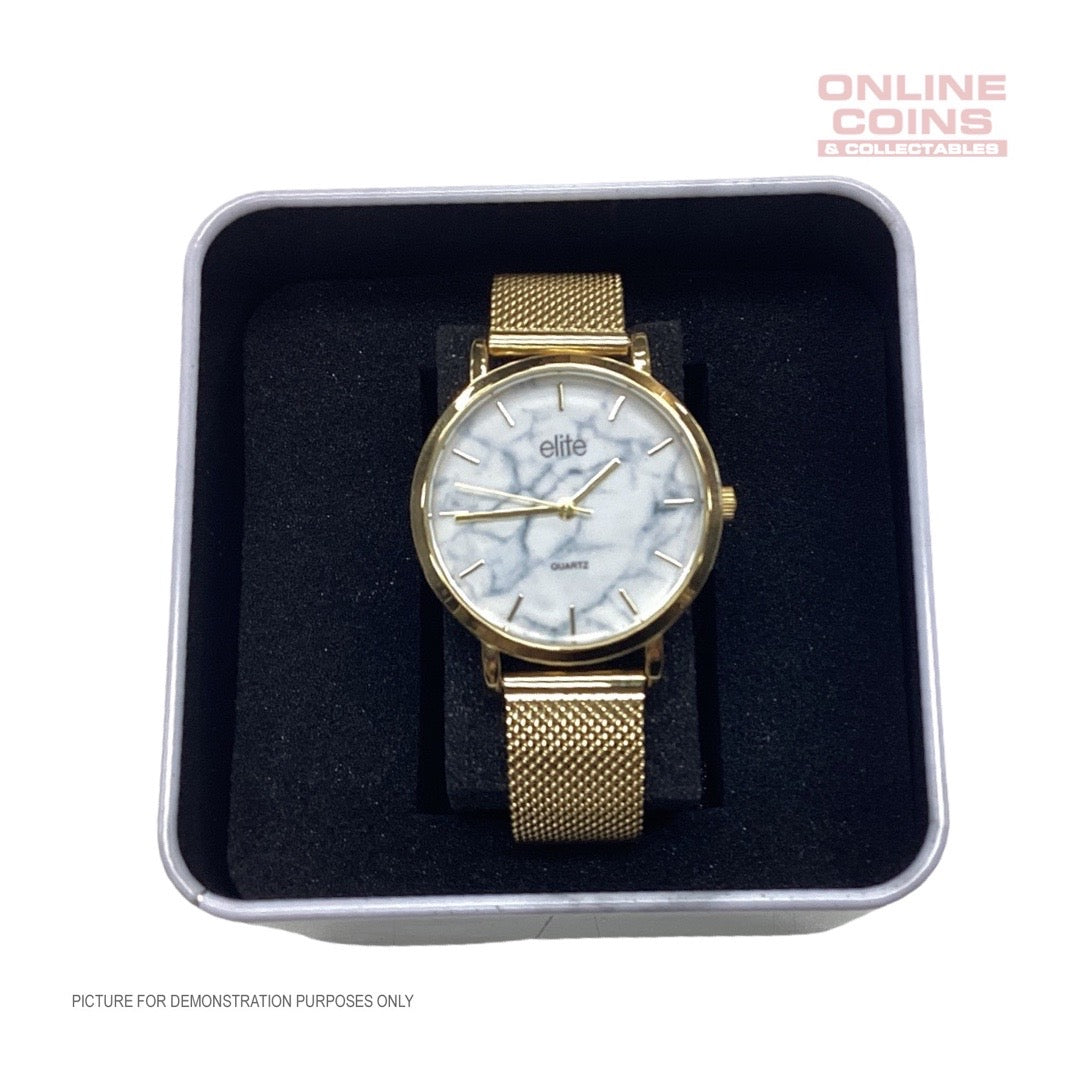 Elite ladies discount gold tone watch