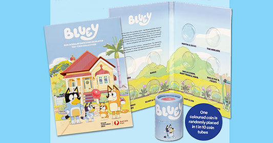 NEW RELEASE TODAY - BLUEY 10 COIN TUBE AND COLLECTABLE FOLDER SET