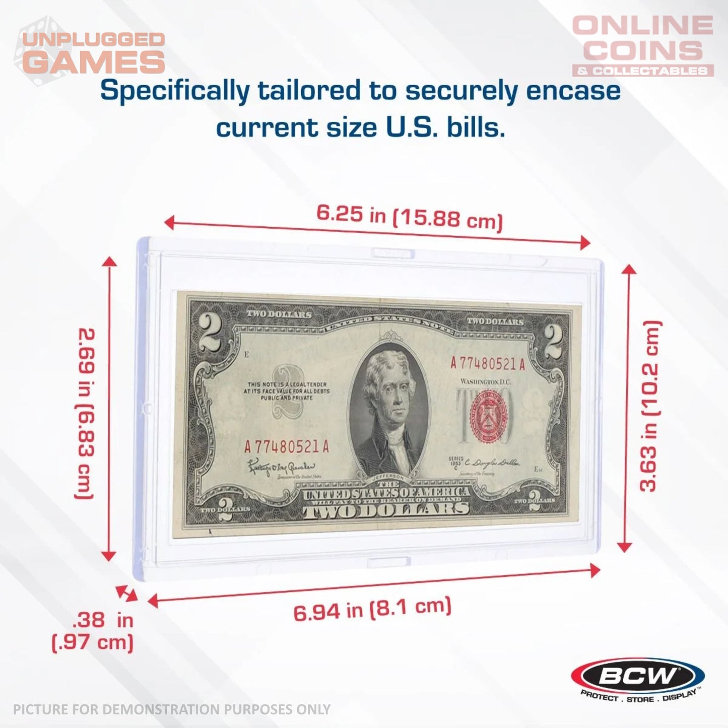 BCW Deluxe Currency Slab - Regular Bill