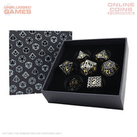 LPG Dice RPG Set Hollow Textures - Black and Gold