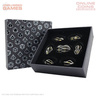 LPG Dice RPG Set Hollow Elliptic - Black and Gold