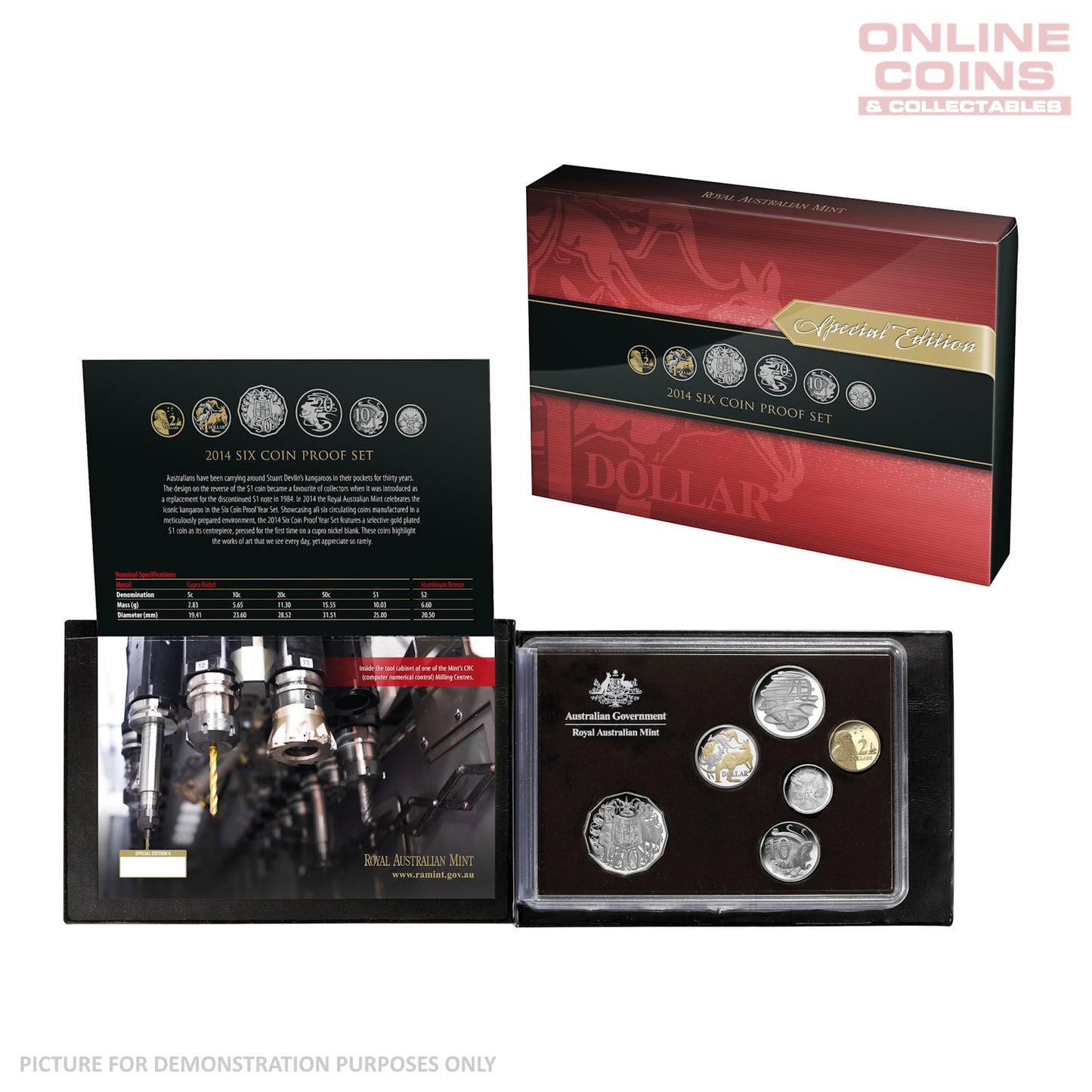 2014 Royal Australian Mint Six Coin PROOF Year Set - Includes Gold-Plated $1 Coin