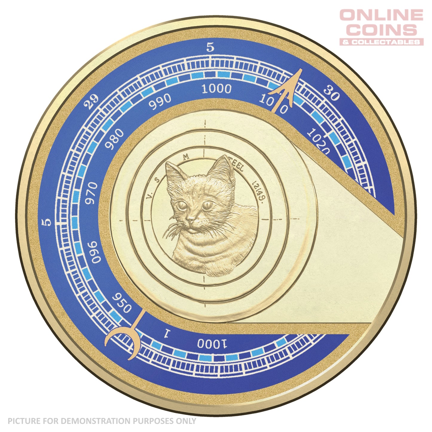 2015 $1 Coloured Frosted Uncirculated Carded Coin - Feline Mascot of the HMAS Encounter