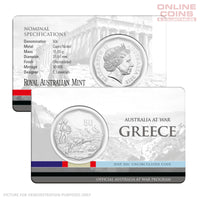 2015 50c Uncirculated Carded Coin - Australia at War Greece