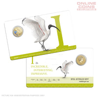 2016 $1 Coloured Alphabet Frosted Coin In Card - I for Ibis