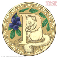 2016 $1 Coloured Alphabet Frosted Coin In Card - P for Possum