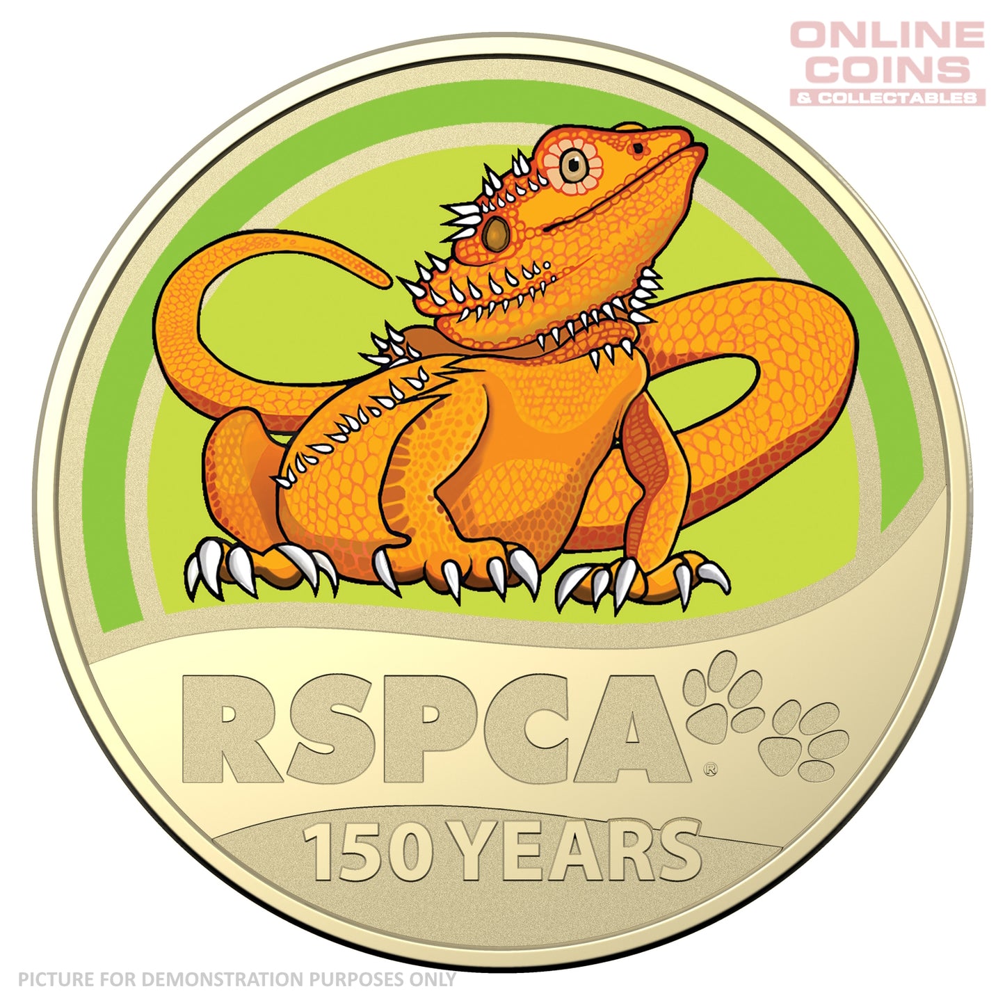 2021 $1 AlBr Coloured Uncirculated Carded Coin - RSPCA Lizard