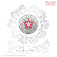 2023 50c CuNi Coloured Uncirculated Carded Coin - Christmas Decoration Festive Floral WHITE