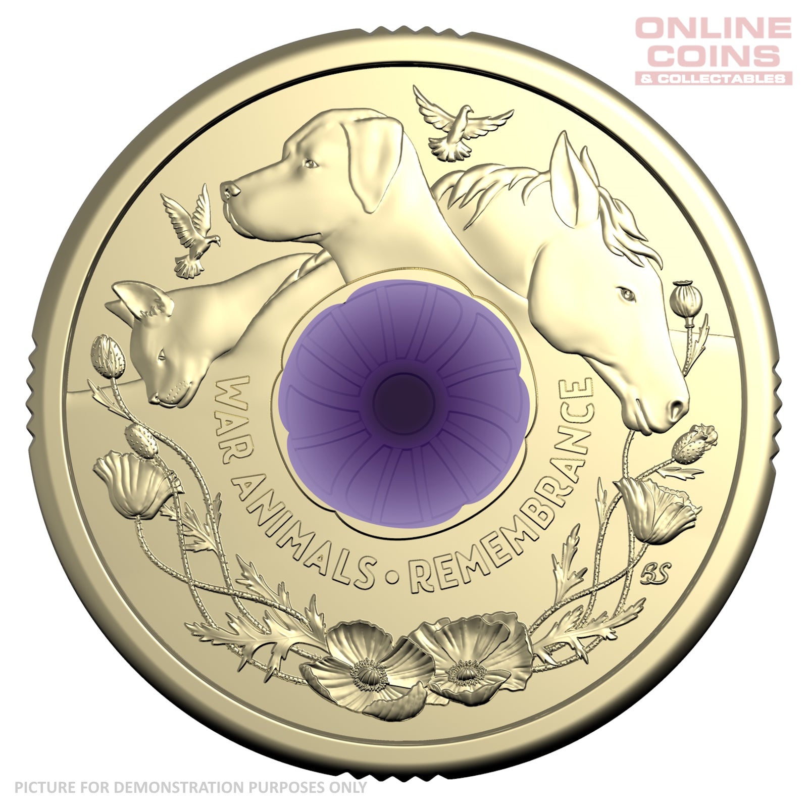 2024 RAM $2 Coloured Circulating Coin From Roll - War Animals Remembrance