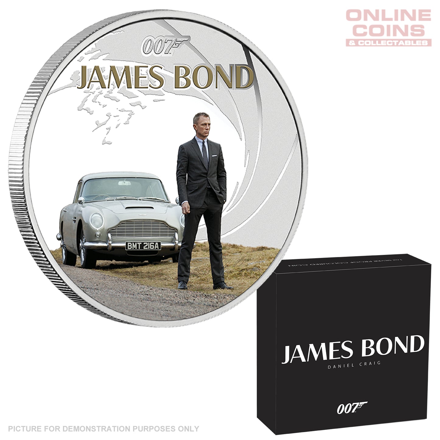 2024 Perth Mint 1oz Silver Proof Coloured Coin -James Bond Daniel Craig