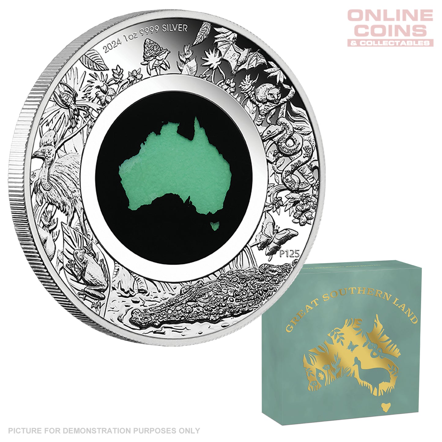 2024 Perth Mint 1oz Silver Proof Chrysoprase Coin - Great Southern Land