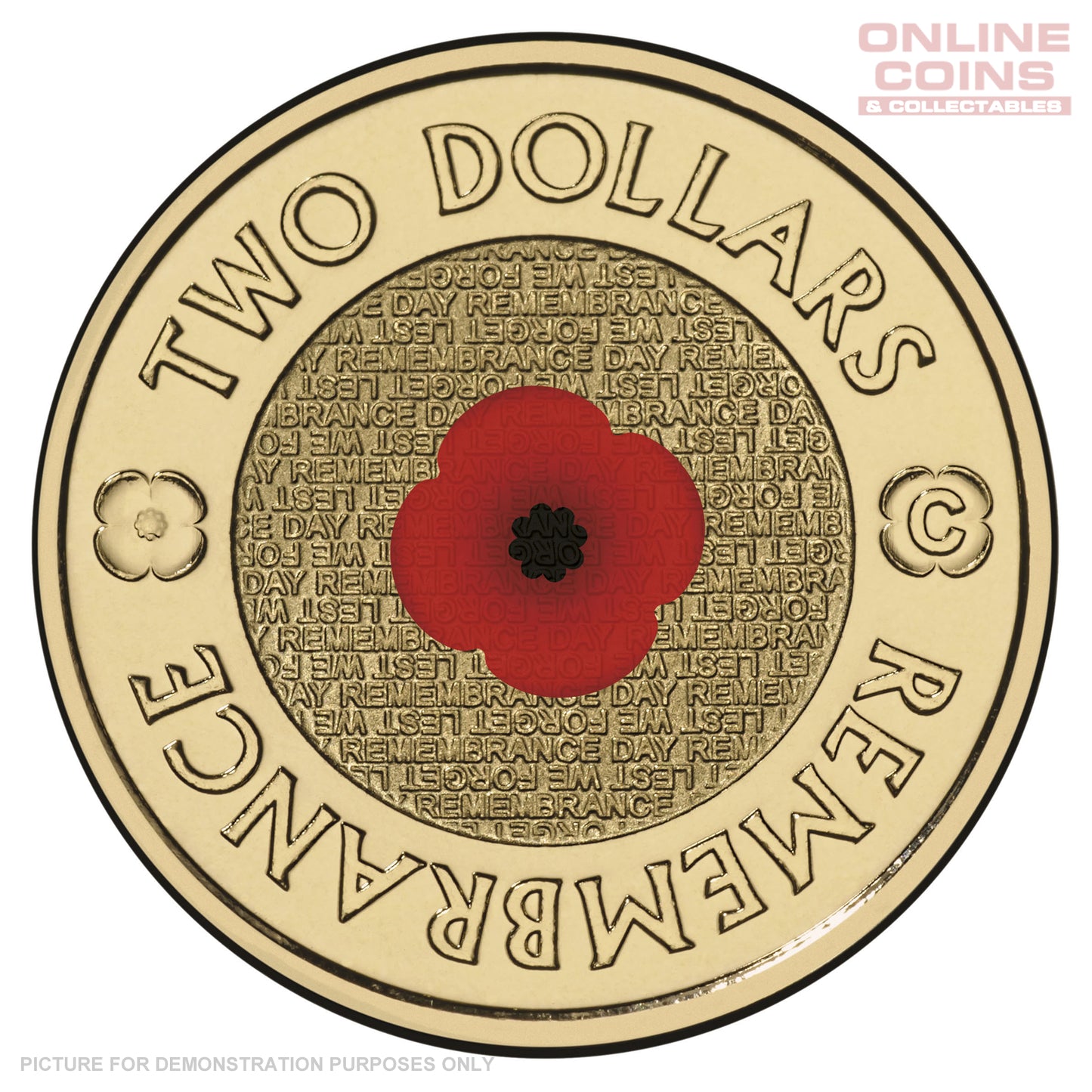 2012 Royal Australian Mint - Remembrance Day Red Poppy - C - Uncirculated $2 Carded Coin