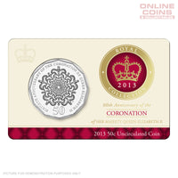 2013 - Royal Australian Mint - 60th Anniversary of the Queen's Coronation - Uncirculated 50c Carded Coin