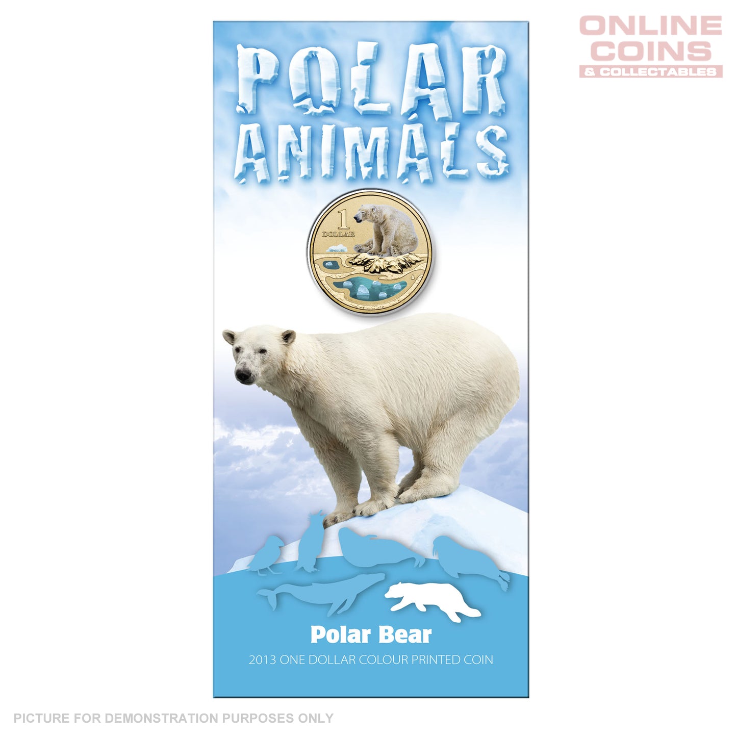 2013 $1 AlBr Uncirculated Carded Coin - Polar Animals Series - Polar Bear