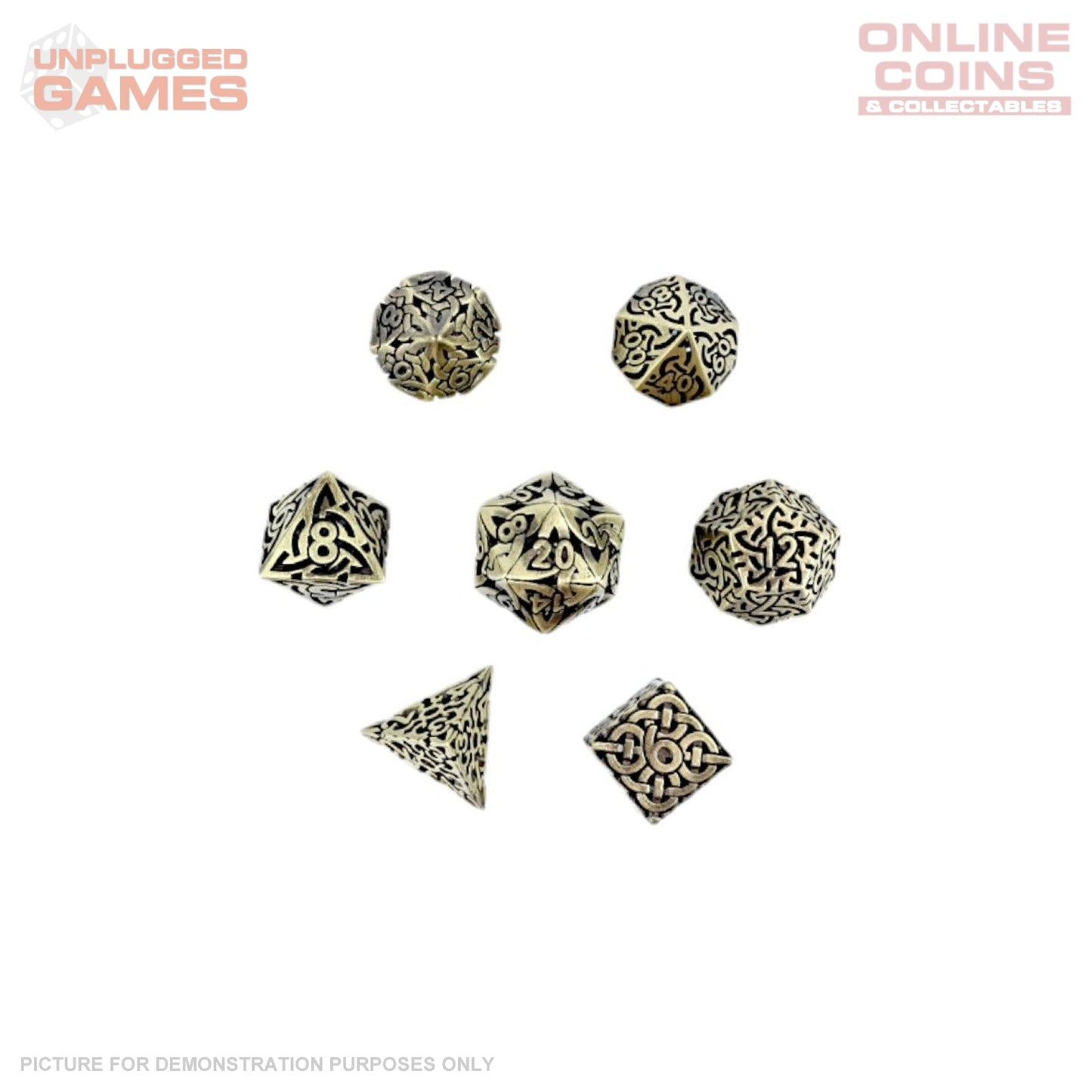 LPG Dice RPG Set Hollow Textures - Tarnished Gold