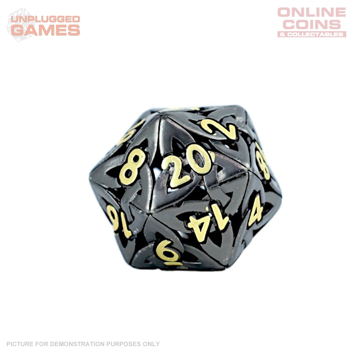 LPG Dice RPG Set Hollow Textures - Black and Gold