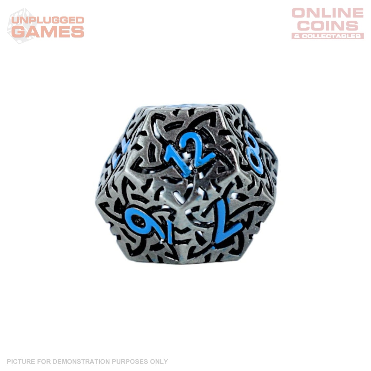 LPG Dice RPG Set Hollow Textures - Stainless and Blue