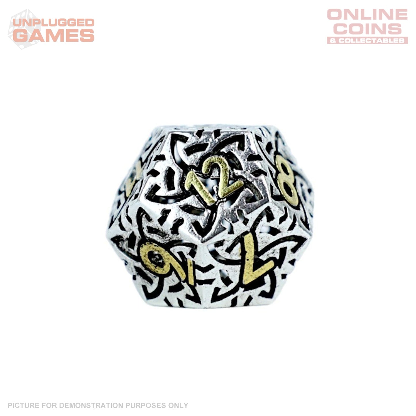 LPG Dice RPG Set Hollow Textures - Chrome and Gold