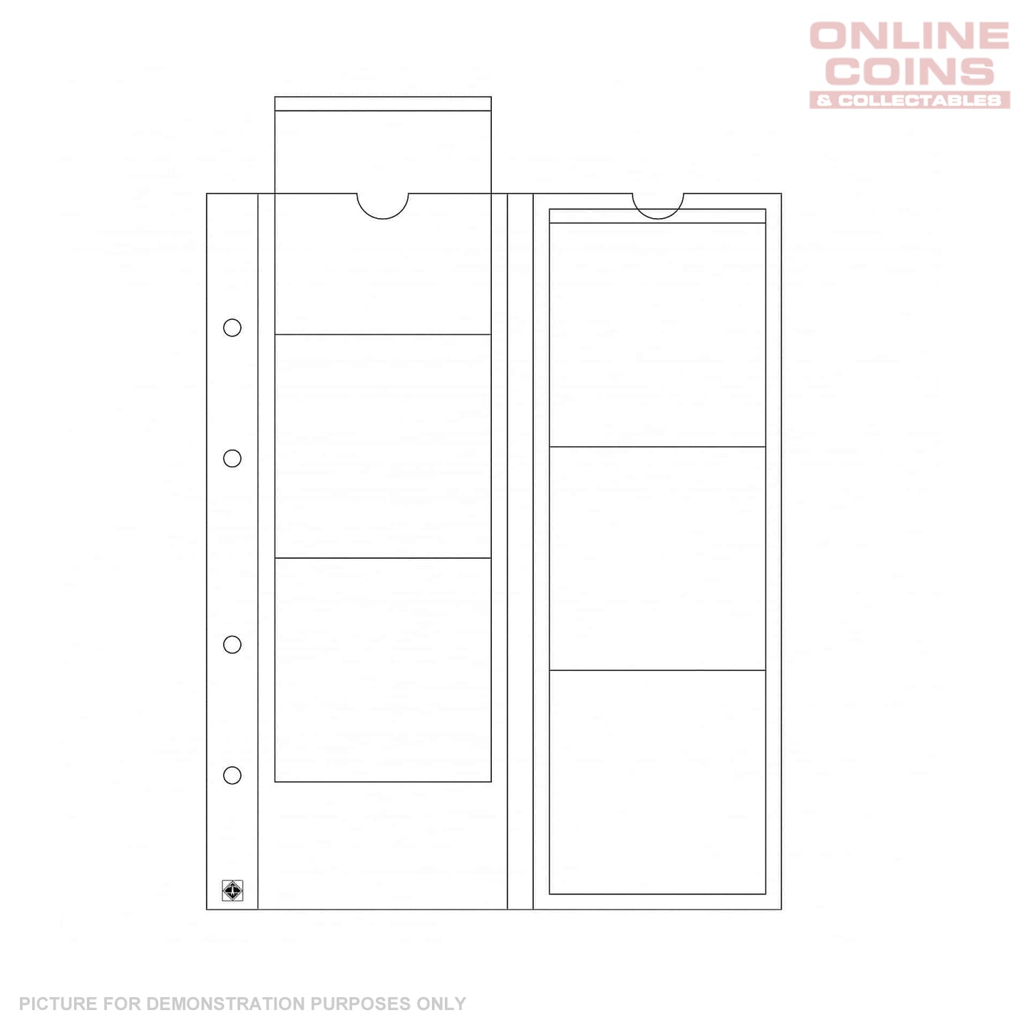 OPTIMA Clear Coin Sheets for 6 coins up to 65mm  - Packet of 5