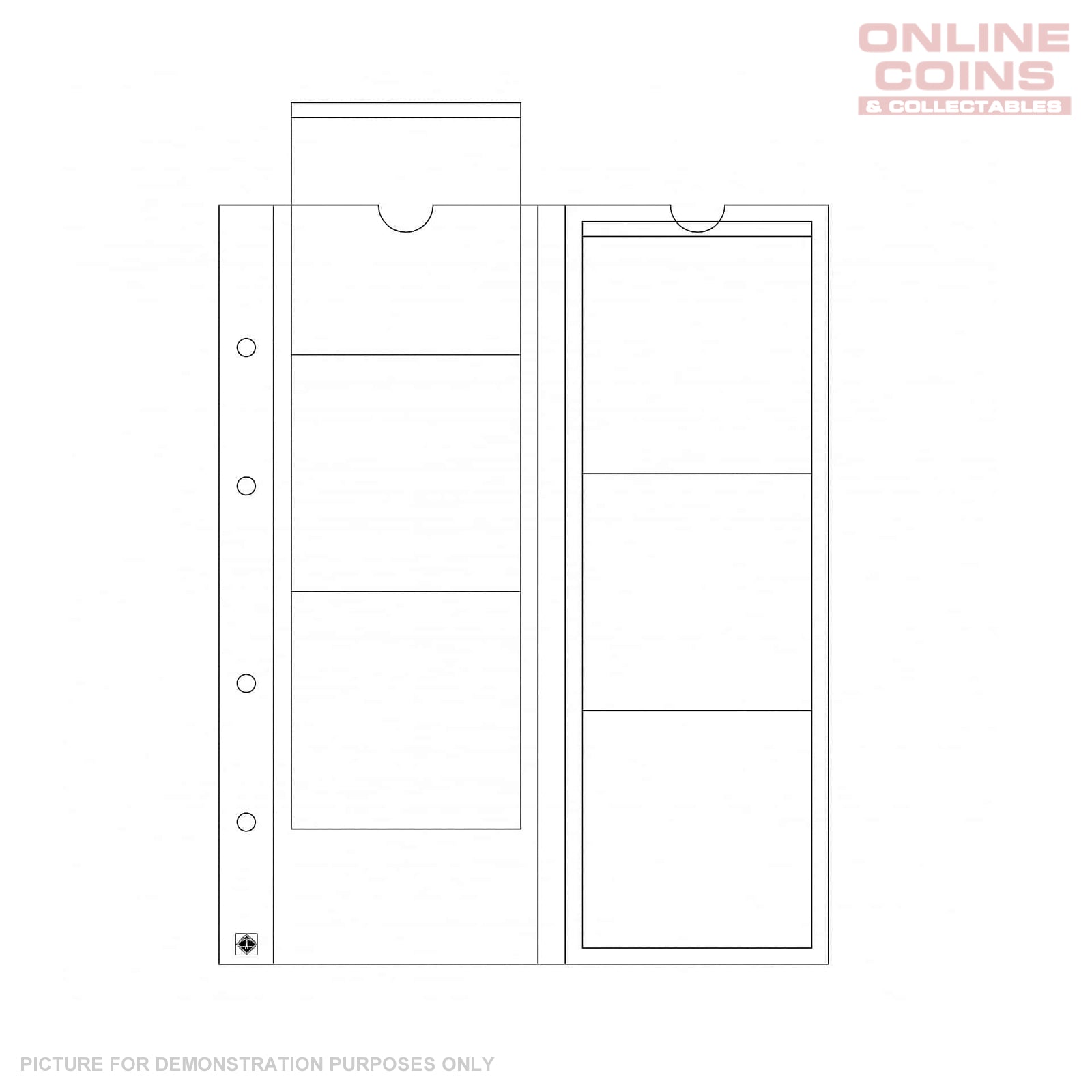 OPTIMA Clear Coin Sheets for 6 coins up to 65mm  - Packet of 5