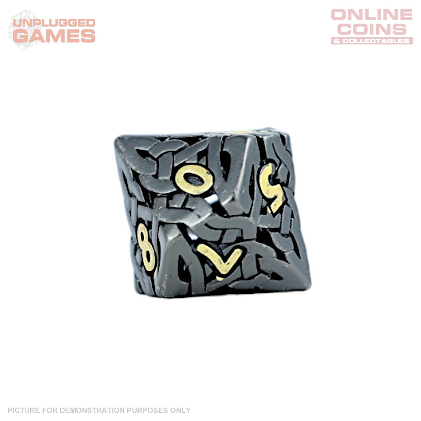 LPG Dice RPG Set Hollow Textures - Black and Gold