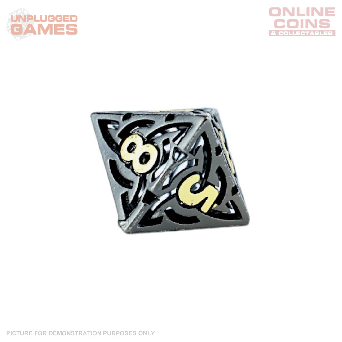 LPG Dice RPG Set Hollow Textures - Black and Gold