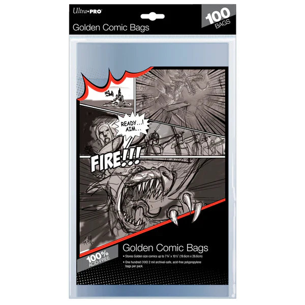 Ultra Pro GOLDEN Size Standard Comic Bags - Packet of 100