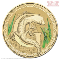 2016 $1 Coloured Alphabet Frosted Coin In Card - G For Gecko