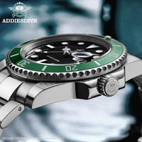 ADDIESDIVE H3-2QZ - 41mm Quartz Diver's 200m - BLACK and GREEN