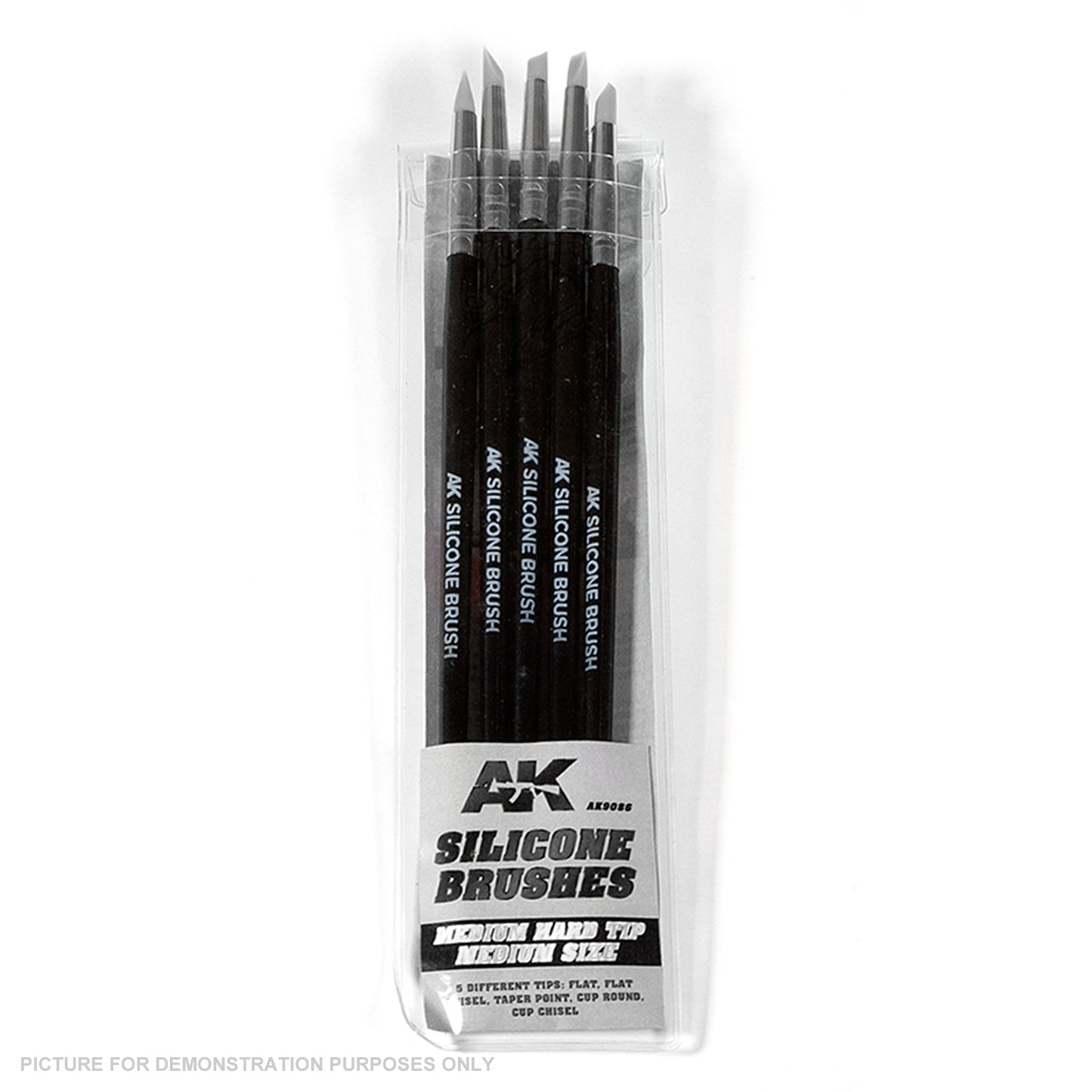 AK Interactive SILICONE BRUSHES MEDIUM TIP MEDIUM (5 SILICONE PENCILS)