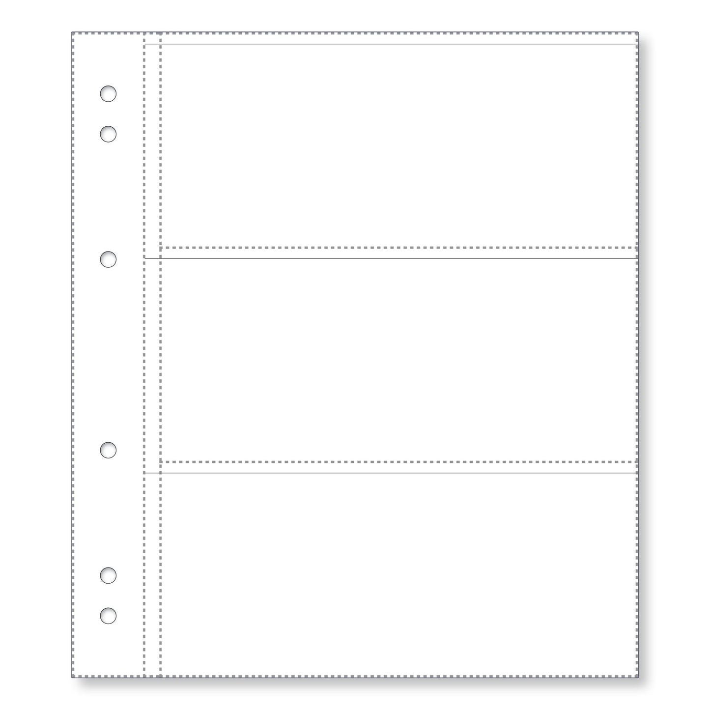 Renniks Banknote Album Plastic Refill Pages - 3 Pockets - Pack of 10