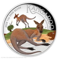 2025 Perth Mint Australian Kangaroo 1oz Silver Proof Coloured High Relief Coin