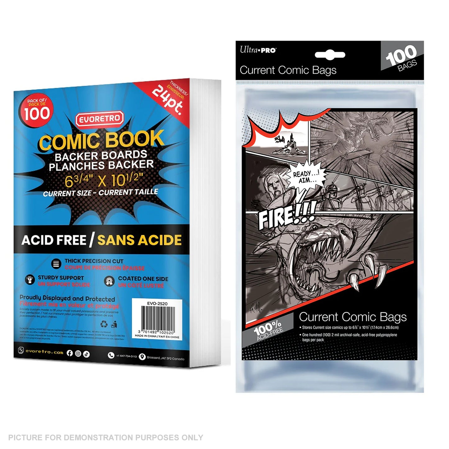 COMIC COMBO - ULTRA PRO EVORETRO - Standard CURRENT Size Comic Bags & Backing Boards x 100