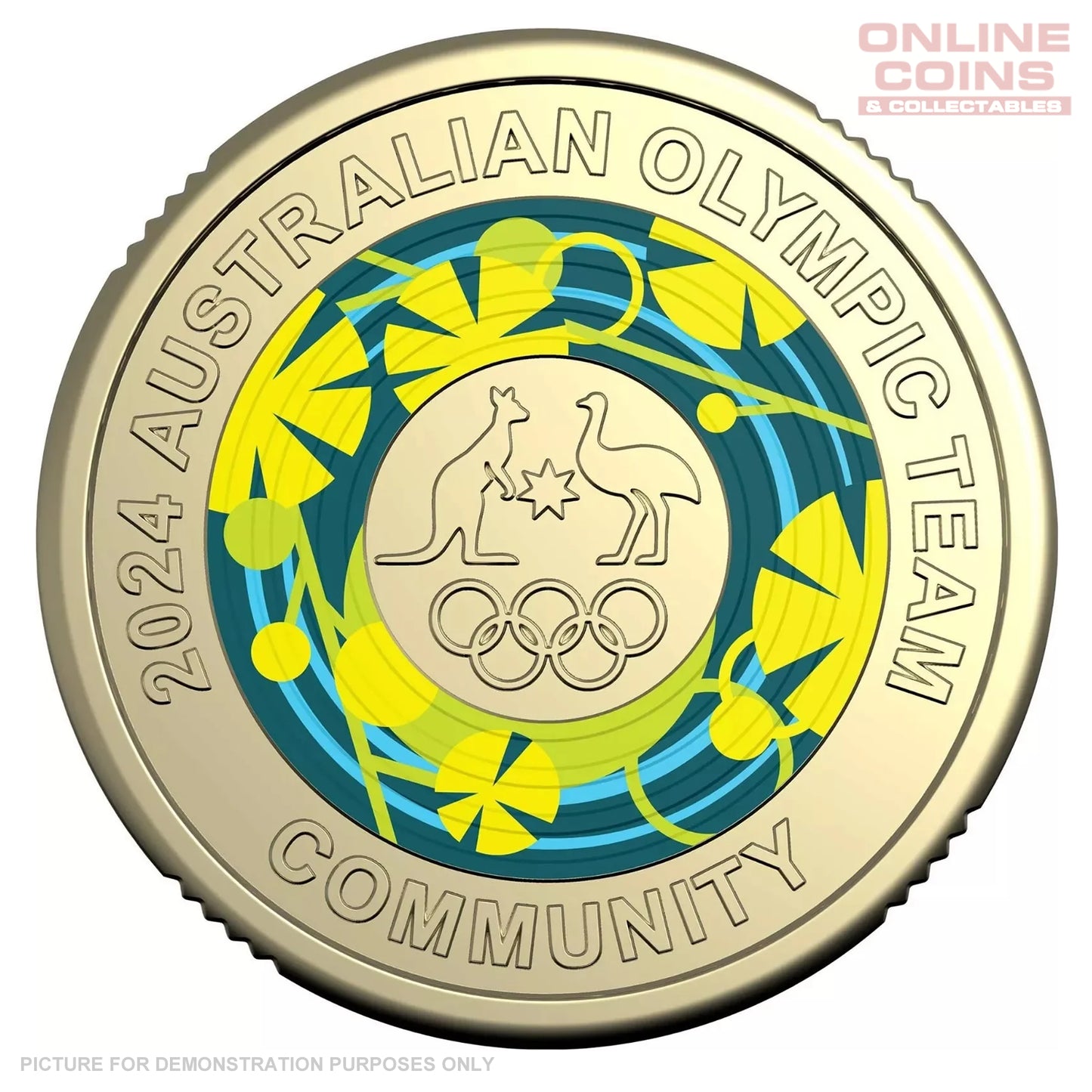 2024 LOOSE Circulated Australian Olympic Team $2 Coloured Coin - COMMUNITY