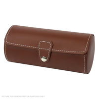 Watch Roll Leather Travel Case - 3 Slot - BROWN