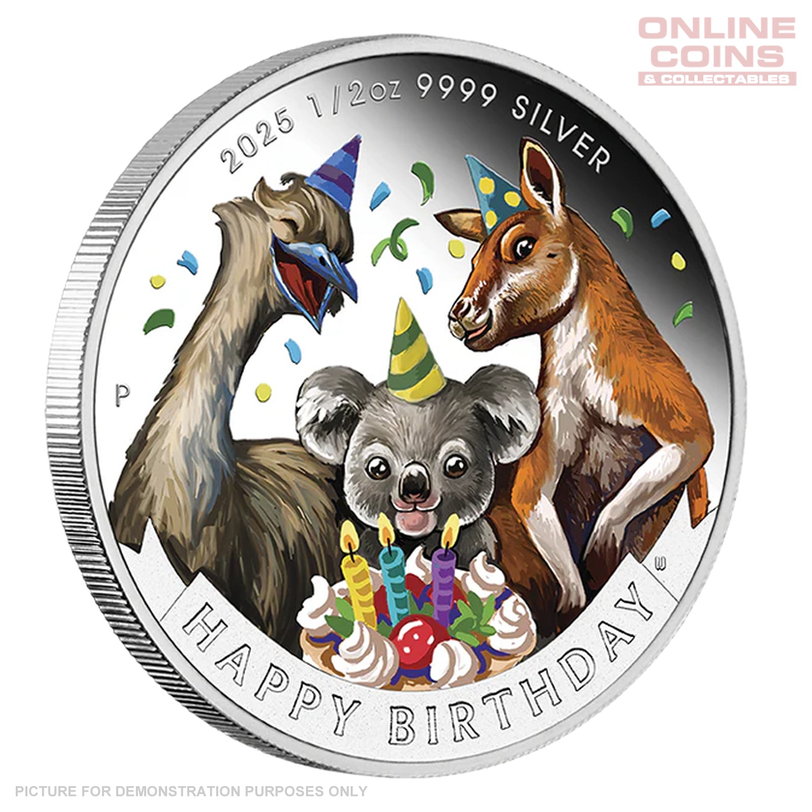 2025 Perth Mint 1/2oz Silver Proof Coloured Coin in Card - Happy Birthday