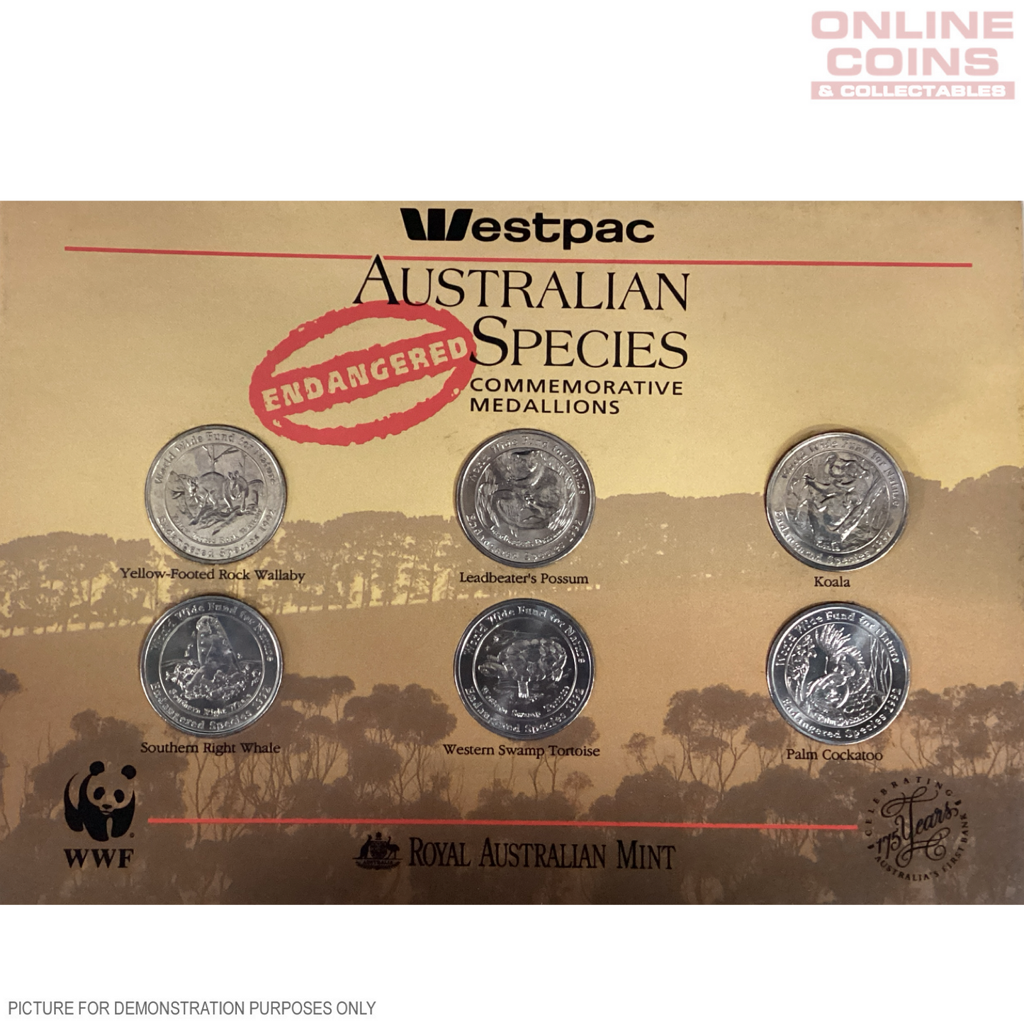 1992 Australian Endangered Animals Commemorative Medallion Set (Damaged)