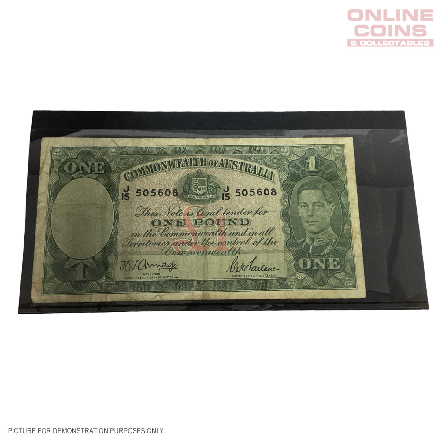 1942 HT Armitage/ SG McFarlane Dark Green Mid-range Prefix (Fine Condition) One Pound Note