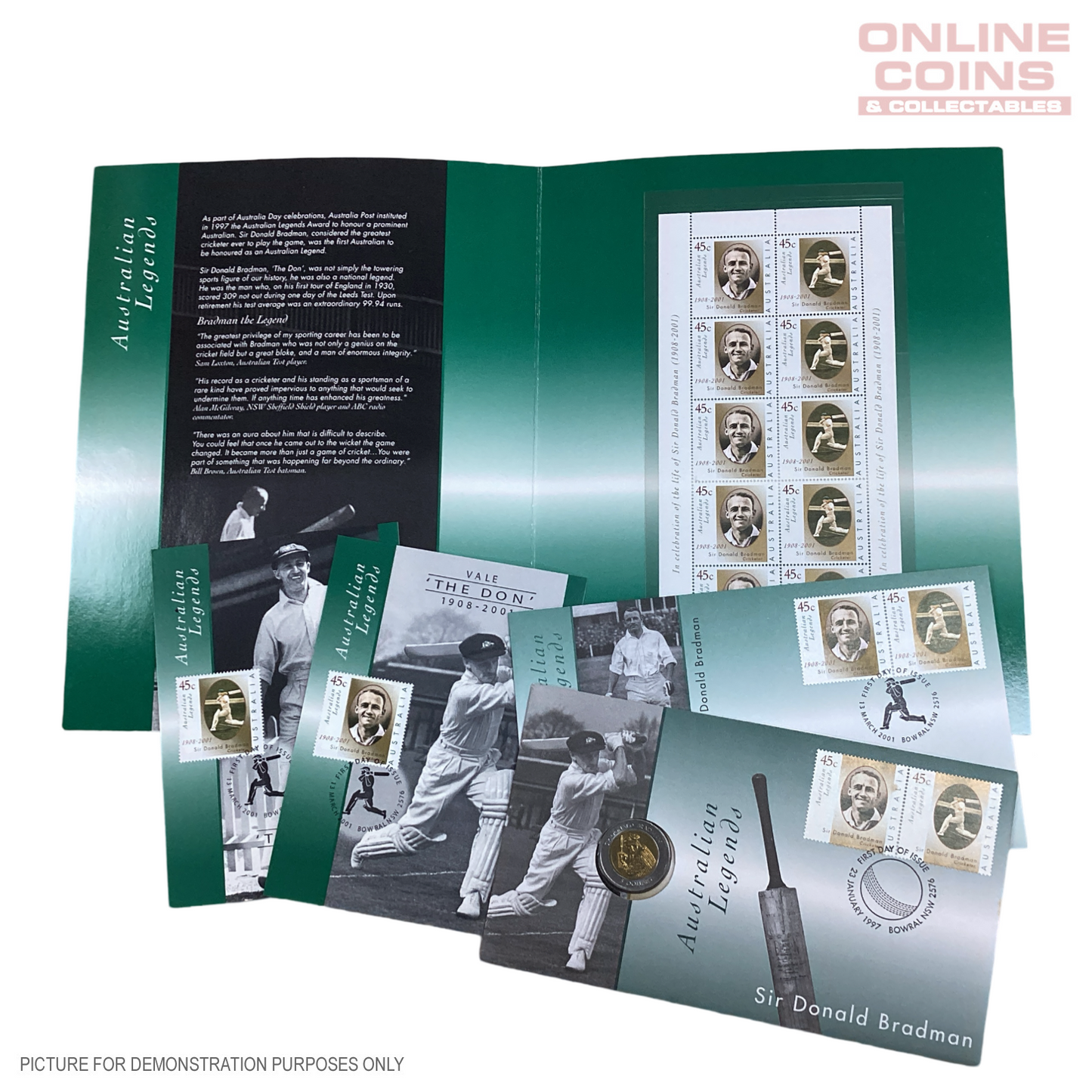 Donald Bradman Stamp And Coin Bundle