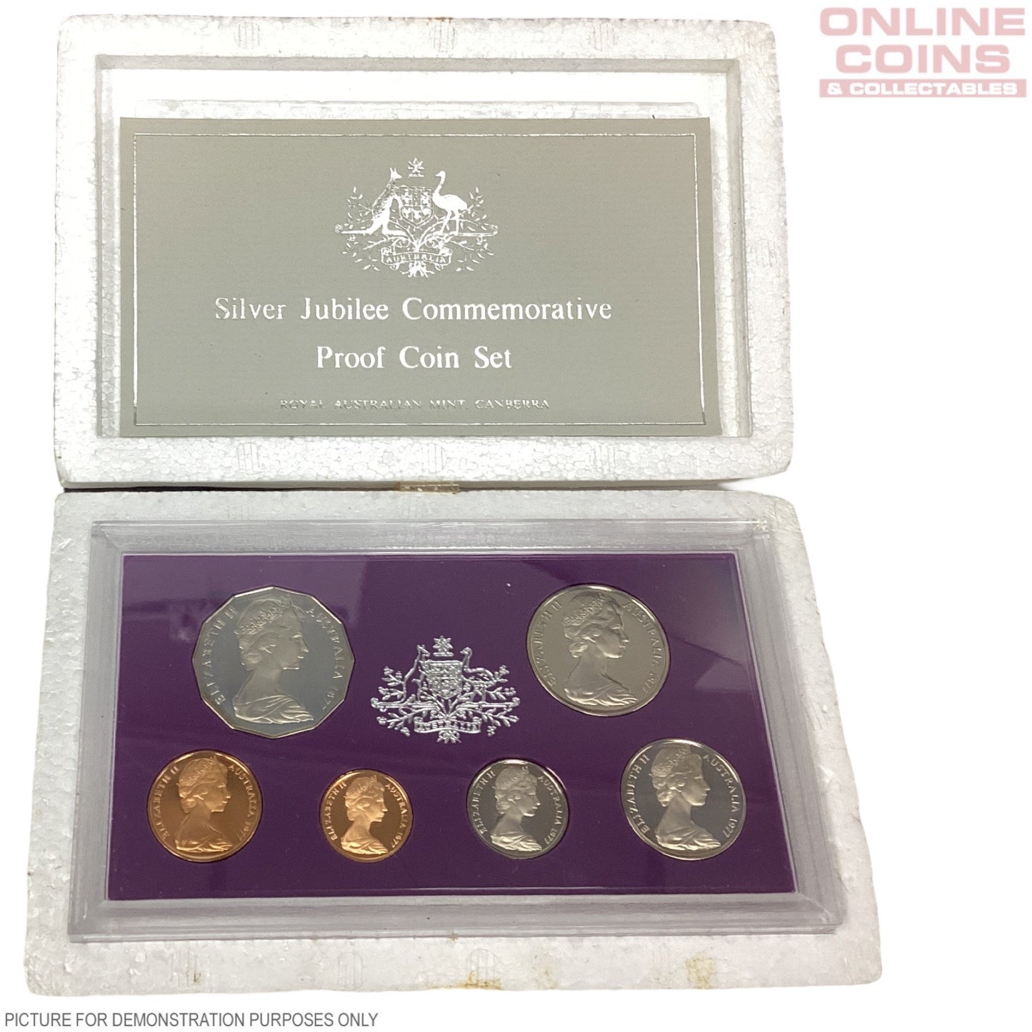 1977 Royal Australian Mint Six Coin PROOF Year Set - Queen Elizabeth II Silver Jubilee