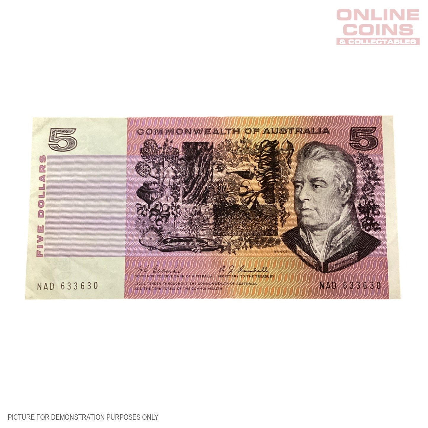 1967 Coombs/Randall $5 Standard Prefix Paper Note (VG Condition)