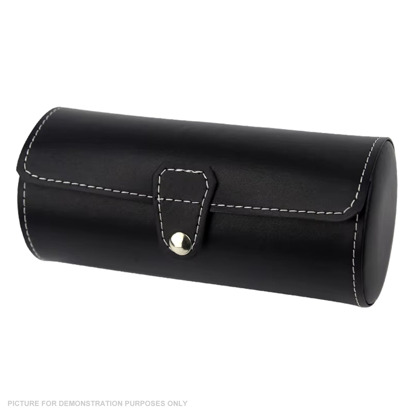 Watch Roll Leather Travel Case - 3 Slot - BLACK