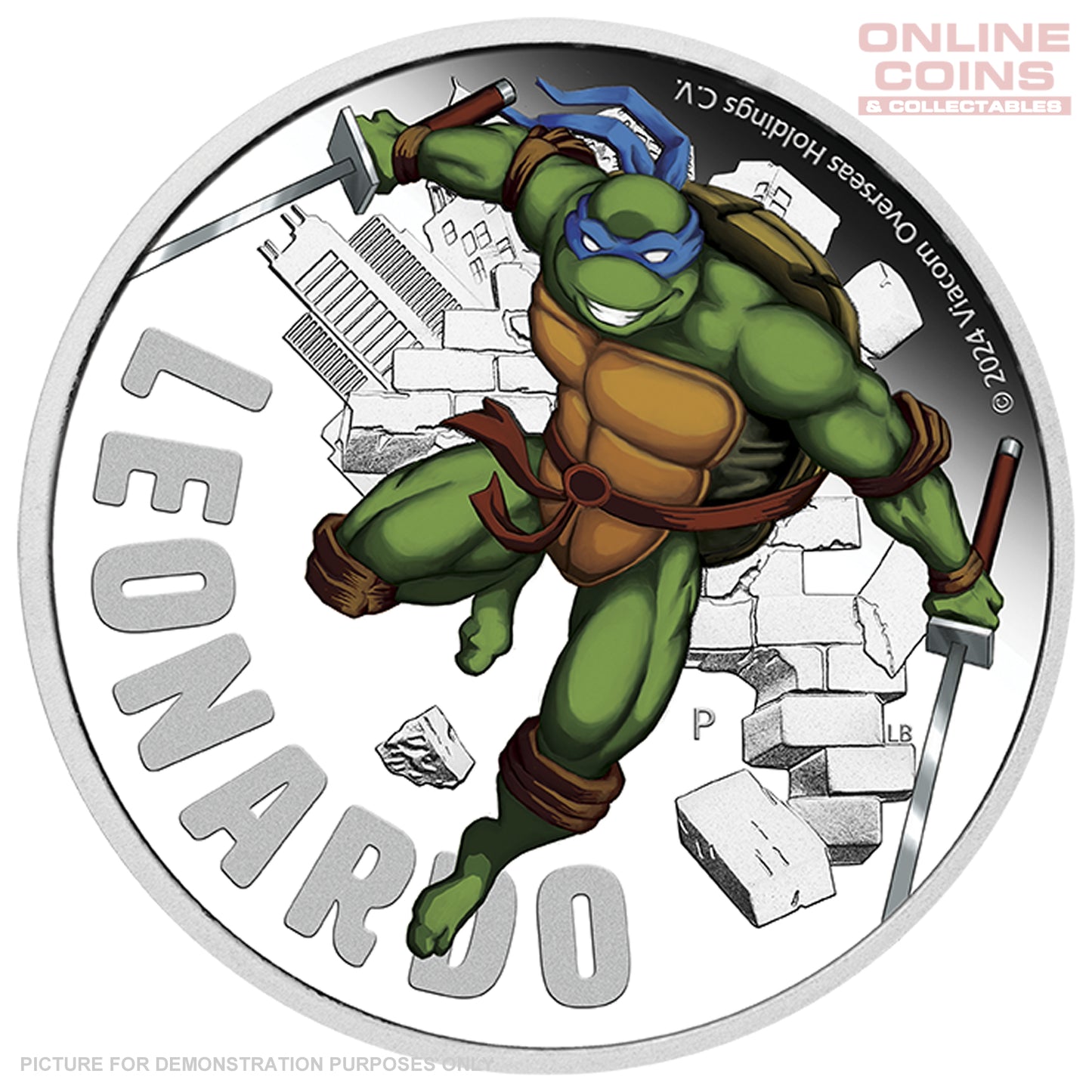 2024 Perth Mint 1oz Silver Proof Coloured Coin - Teenage Mutant Ninja Turtles - Leonardo