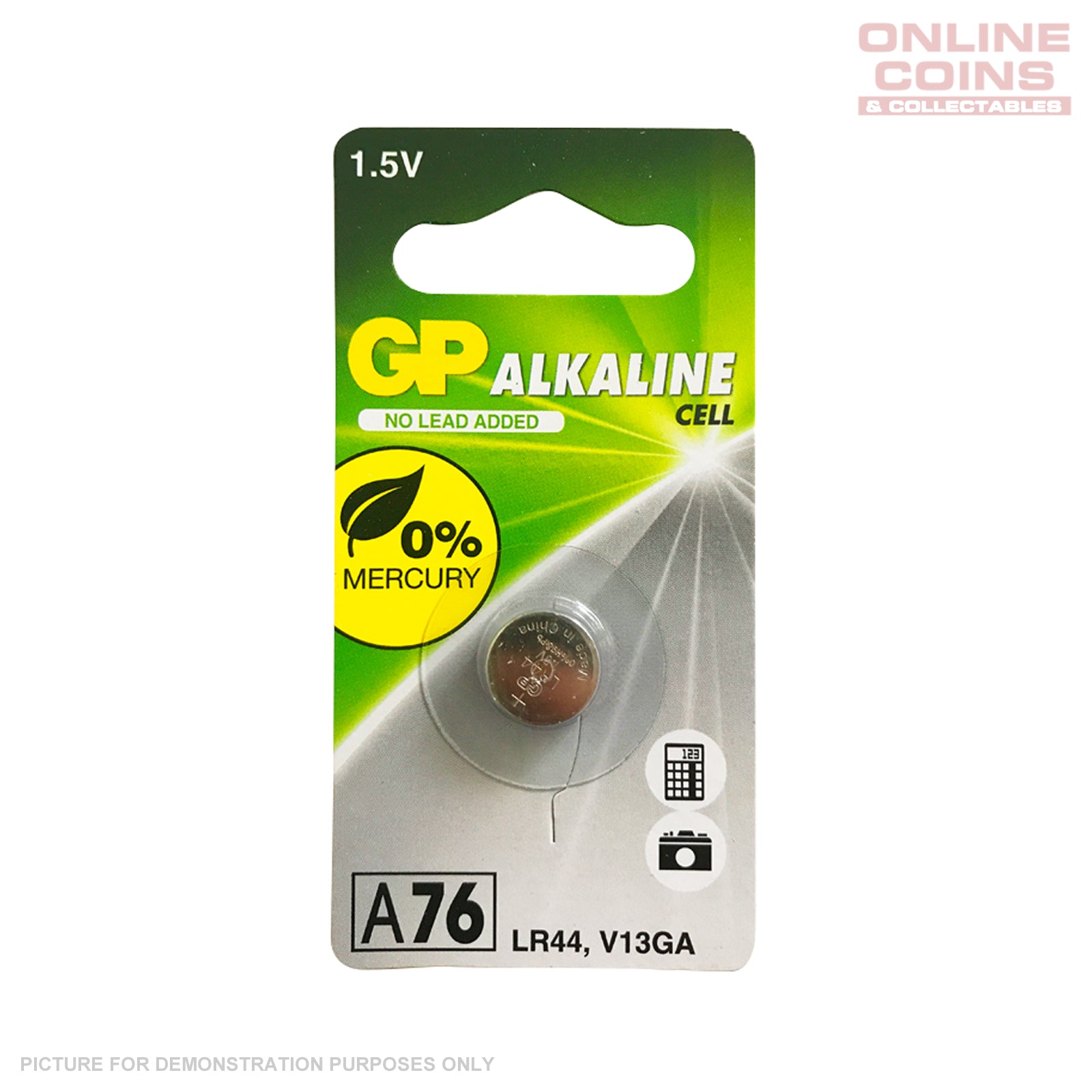 GP LR44 (A76, V13GA) Alkaline Watch Battery 1.5v