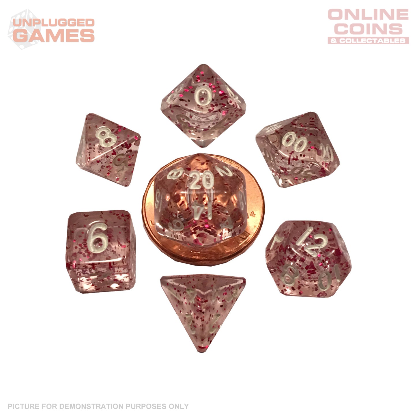 MDG - Mini Polyhedral Dice Set White Numbers - Ethereal Light Purple