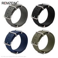 REMZEIM Ribbed Nylon NATO Style Watch Strap - BROWN