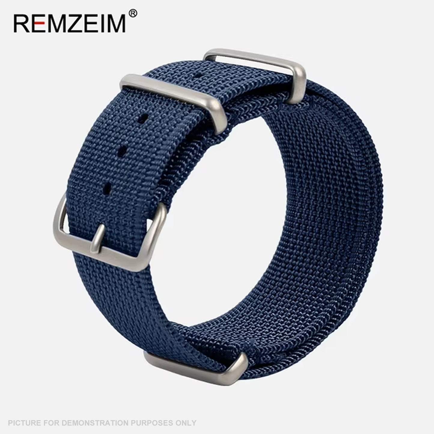 REMZEIM Ribbed Nylon NATO Style Watch Strap - BLUE