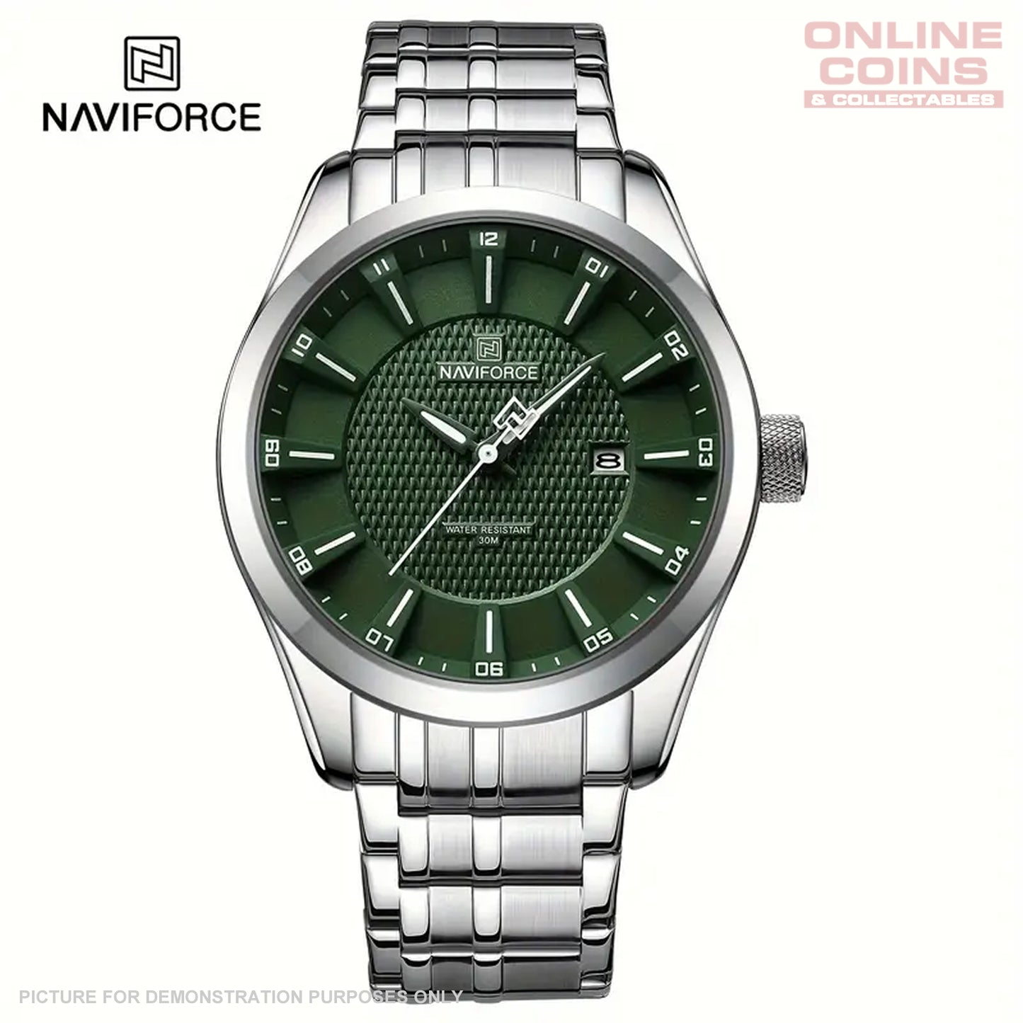 NAVIFORCE NF8032 Sports Watch - Stainless Steel with Green Dial