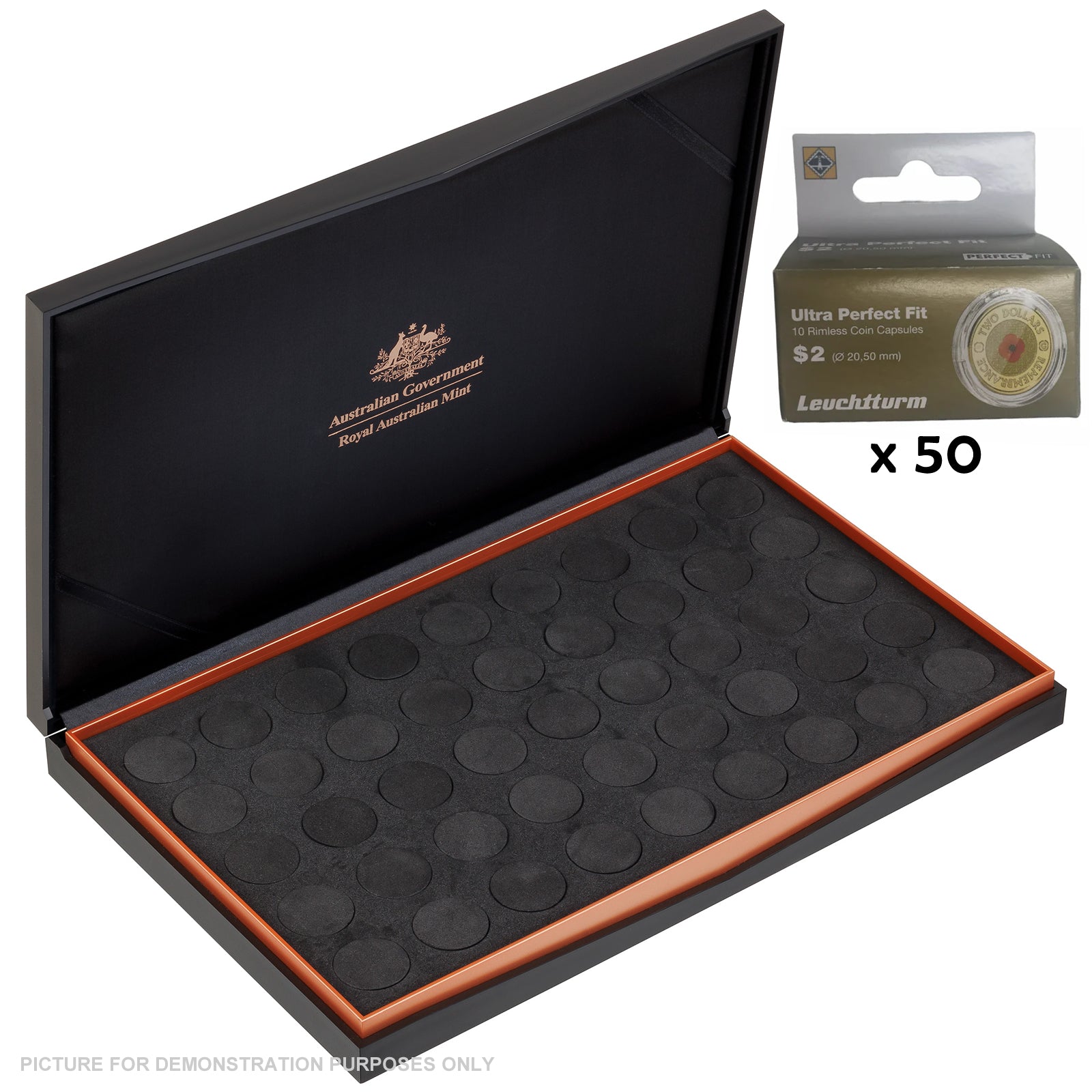 Official RAM Presentation Case For 45 x $2 with Bronze Trim including 50 Capsules