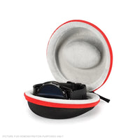 Generic Round Single Watch Travel and Storage Case with Red Trim